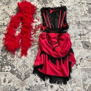 Red black Scarlett burlesque costume